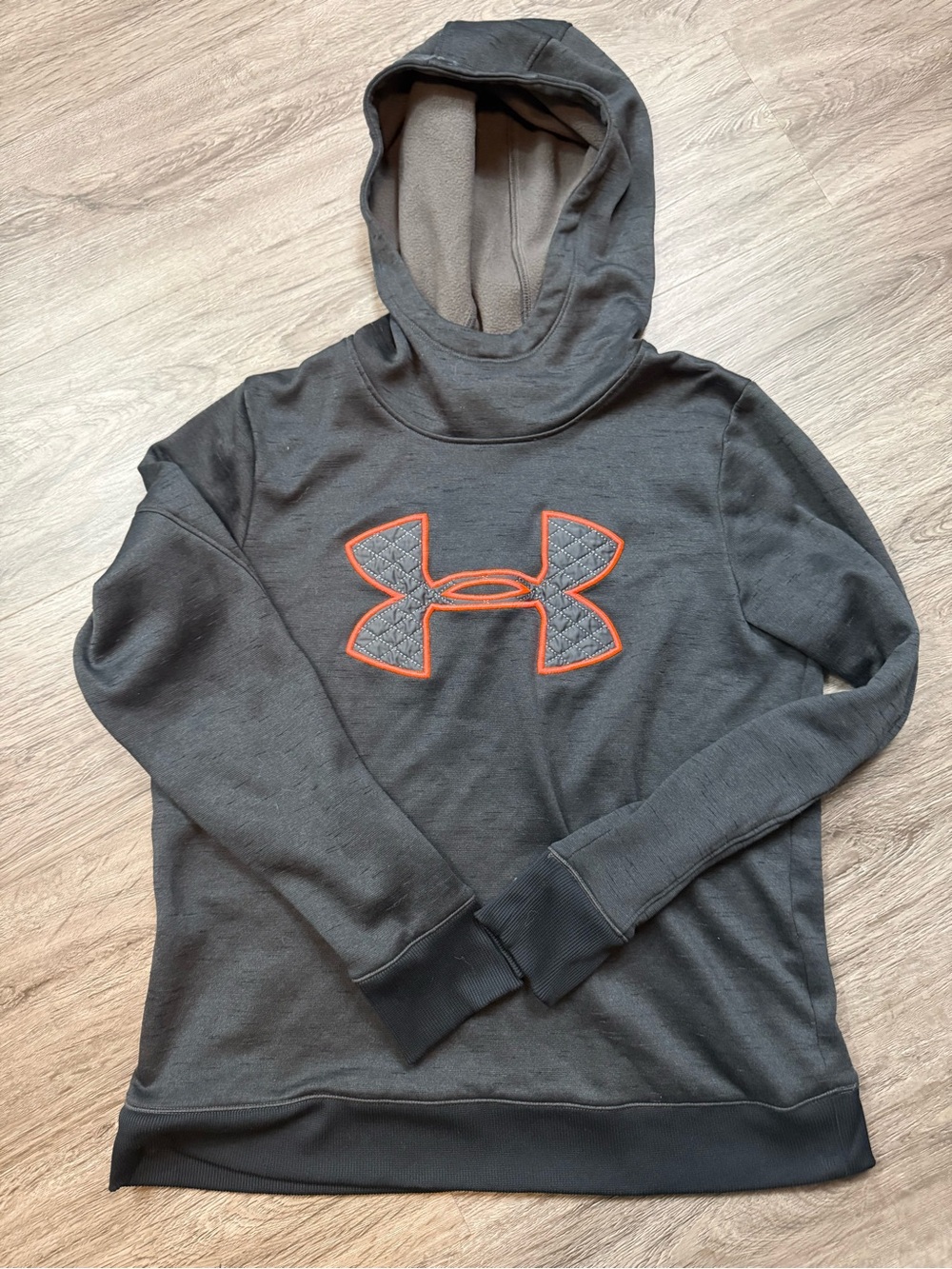 Under Armour Charcoal Hoodie with Orange-Trim Logo
